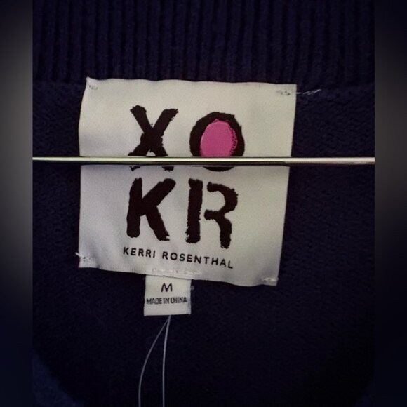 Kerri Rosenthal XOKR Women's Navy and White Striped Hoodie with Heart - Picture 5 of 7